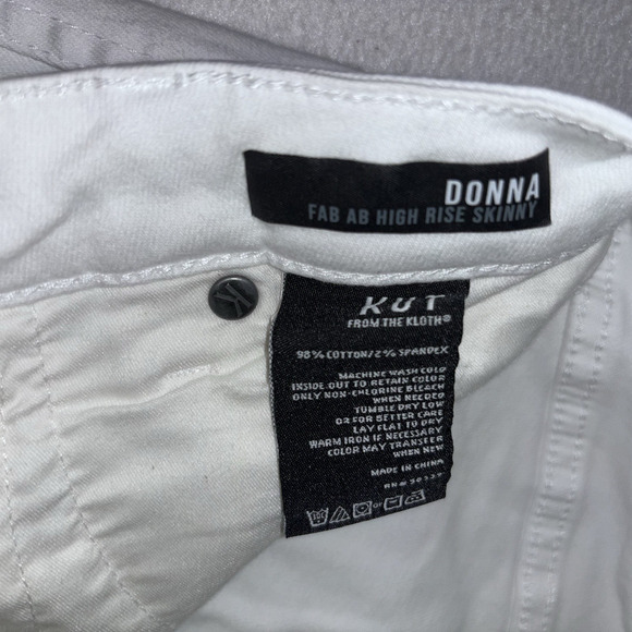 Size 00 Kut From the Kloth Jeans White Straight Leg 26" Waist 26" Inseam Donna - Picture 5 of 10